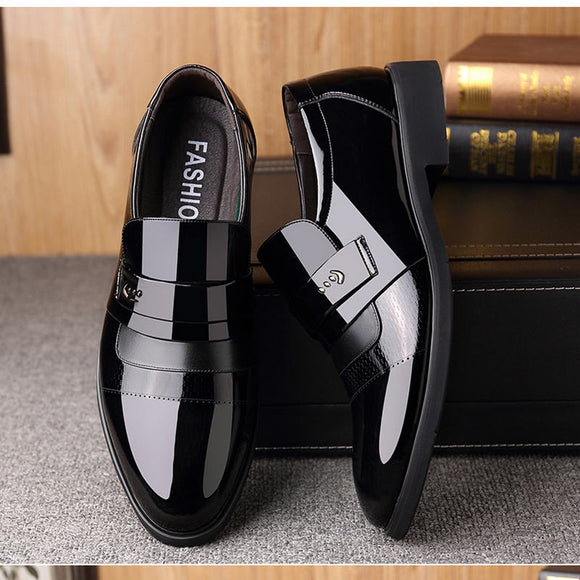 Men  Pointed Bright Leather Business Shoes